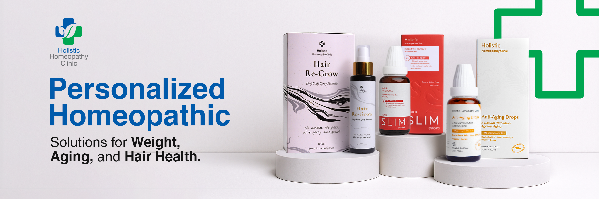 Homeopathic product lineup with visible branding on a white background